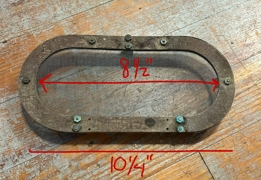 Vintage Tufnol Oval Boat Portlight Insect Screen Bug Screen 10-1/4” x 4-1/2”