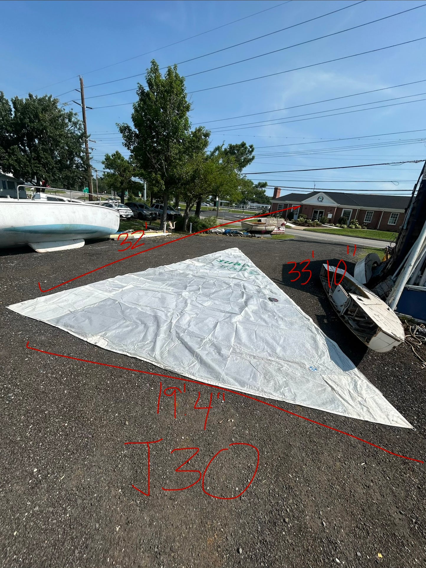 North Sails J-30 Mainsail w/ Sail Bag – Dacron Racing Sail – 33’10” Luff