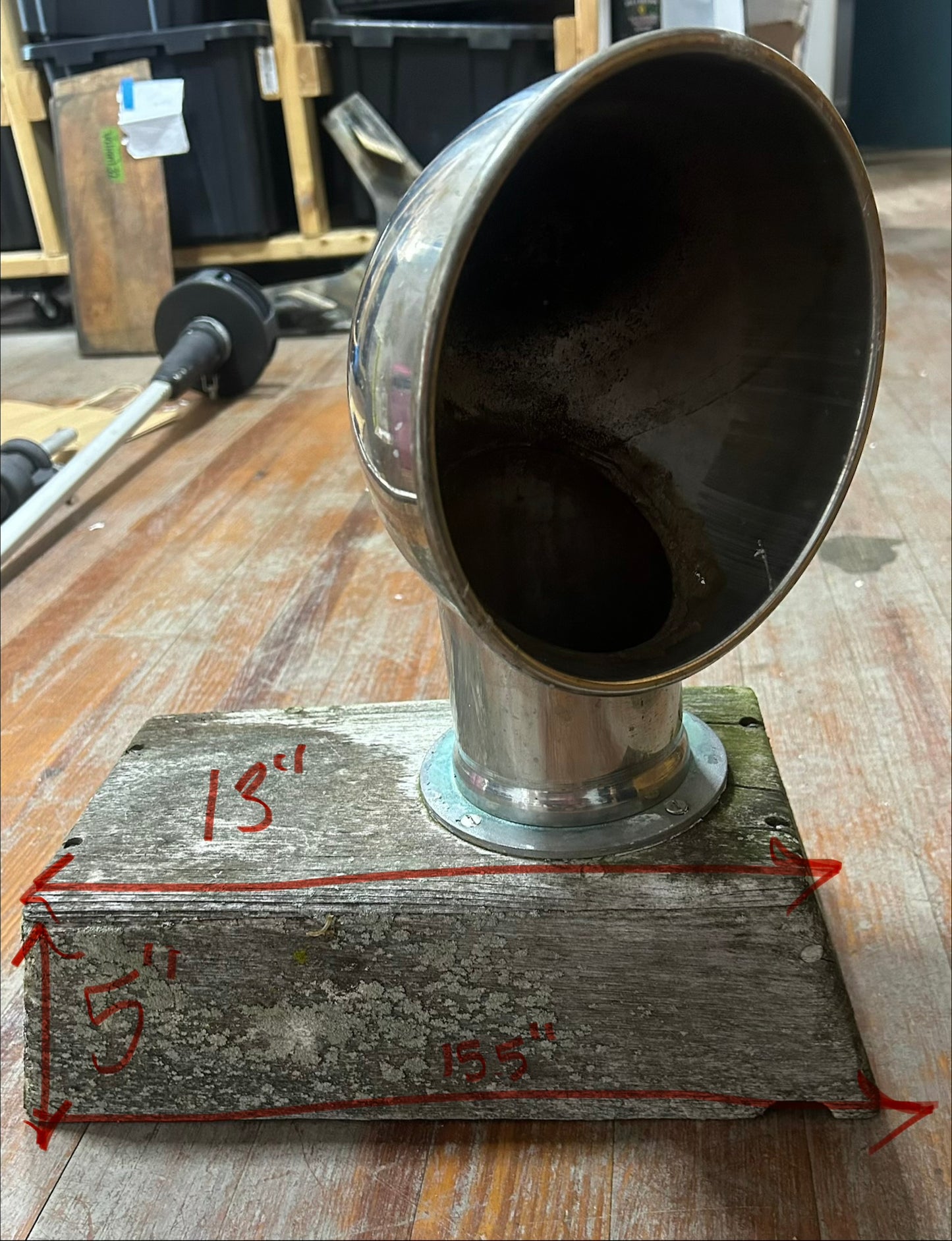Vintage Stainless Steel RIGHT Dorade Vent Cowl w/ Wood Dorade Box 8” x 4”