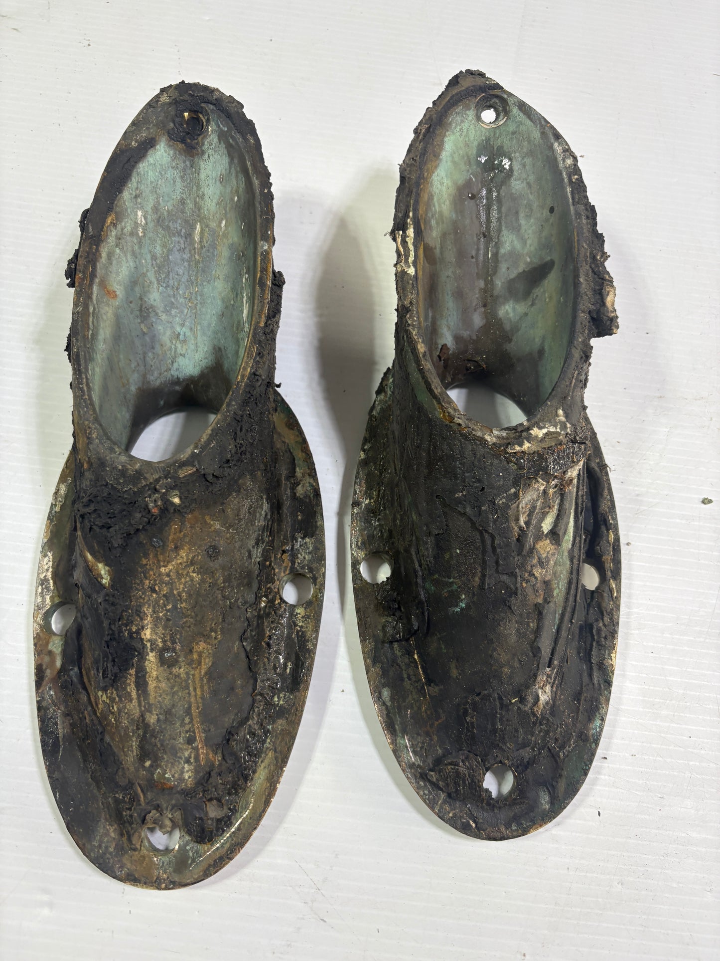 Vintage Bronze Angled Hawse Pipe Pair