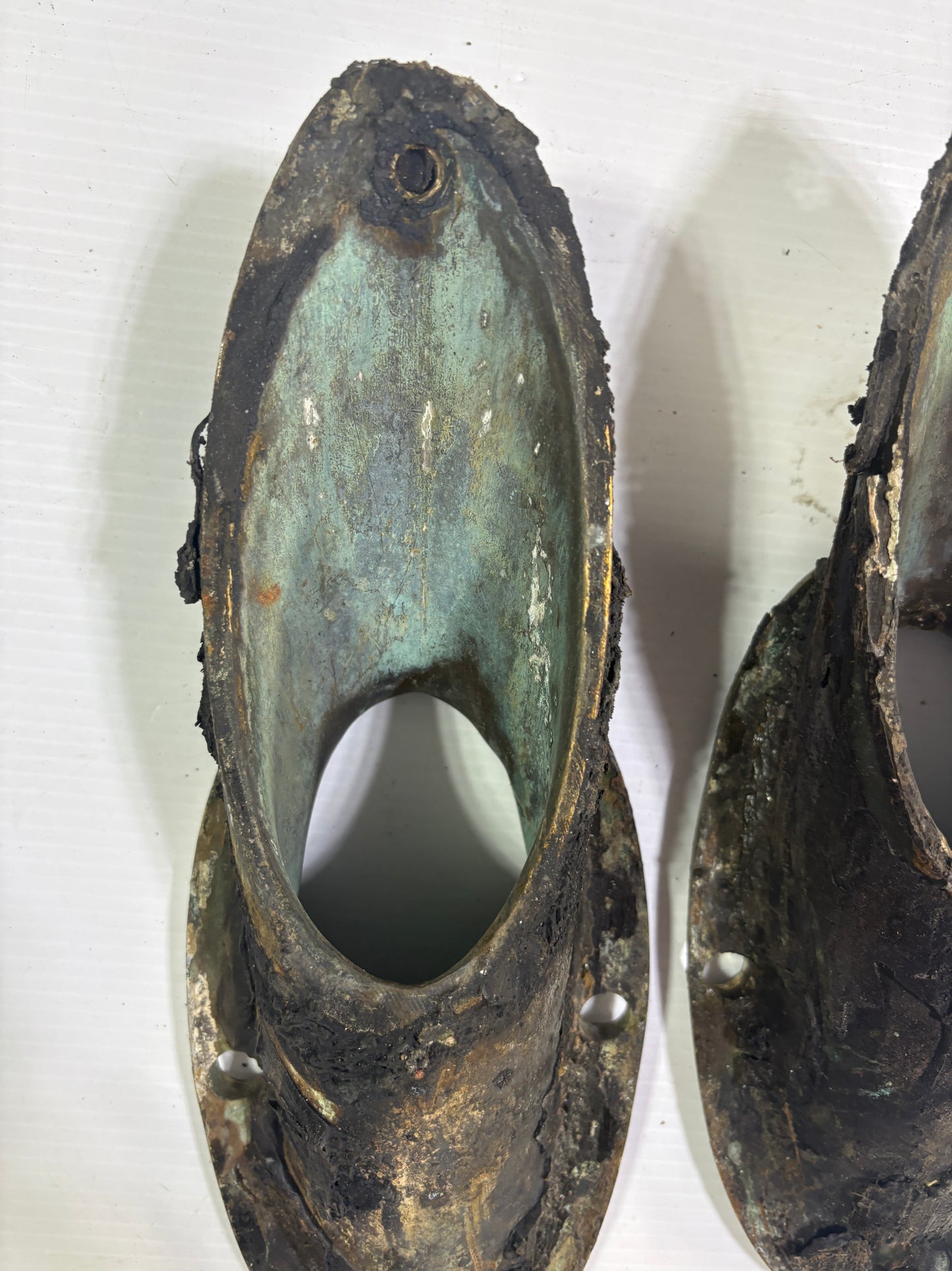 Vintage Bronze Angled Hawse Pipe Pair