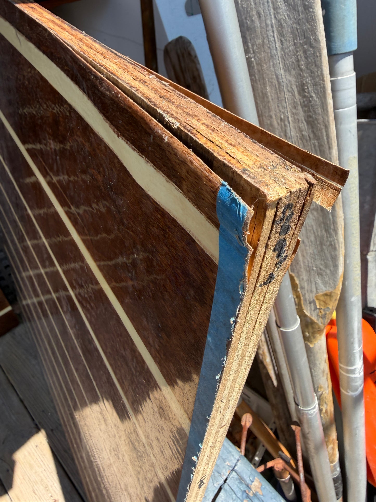 Teak and Holly Varnished Floor Board - 36" Wide x 48" Long x 3/4" Thickness -- #347