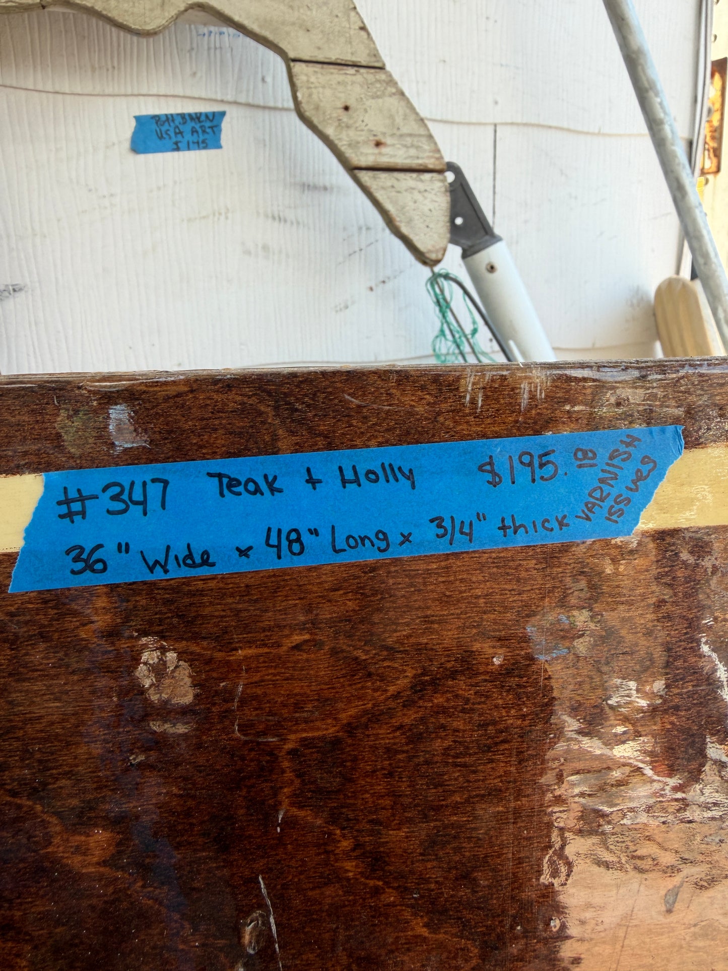 Teak and Holly Varnished Floor Board - 36" Wide x 48" Long x 3/4" Thickness -- #347