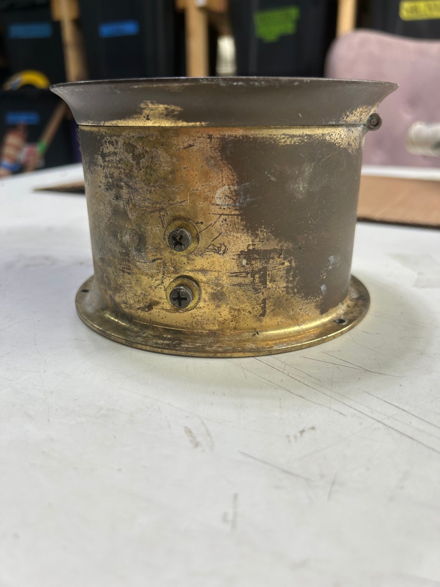 Vintage Boston Brass Marine Bulkhead Clock 5.5” Nautical 8-Day Wind-Up