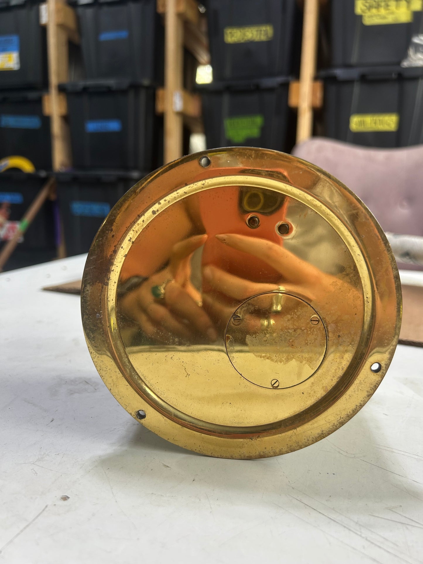 Vintage Boston Brass Marine Bulkhead Clock 5.5” Nautical 8-Day Wind-Up