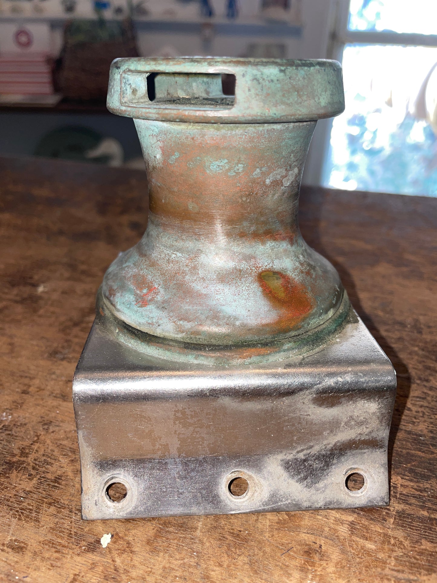 Small Vintage Winch With Stainless Plate- 3 3/8” Base