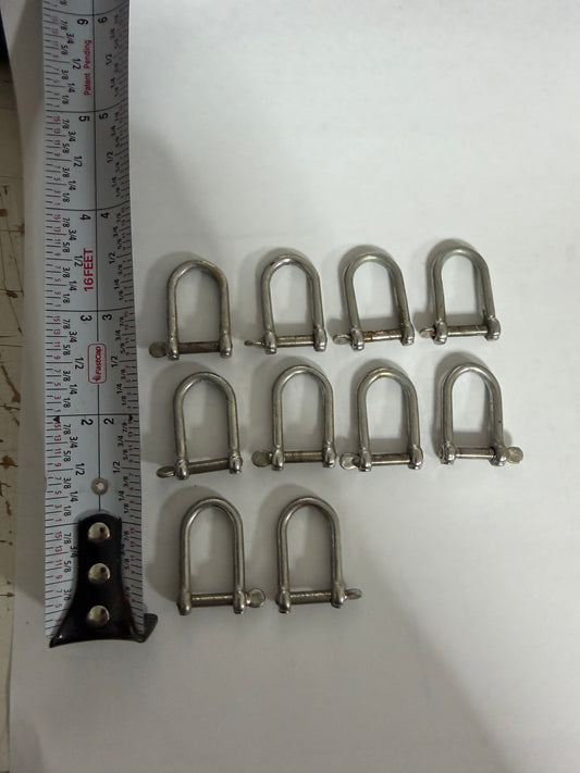 LOT OF 10 - 1/8" Pin Diameter D Shackles