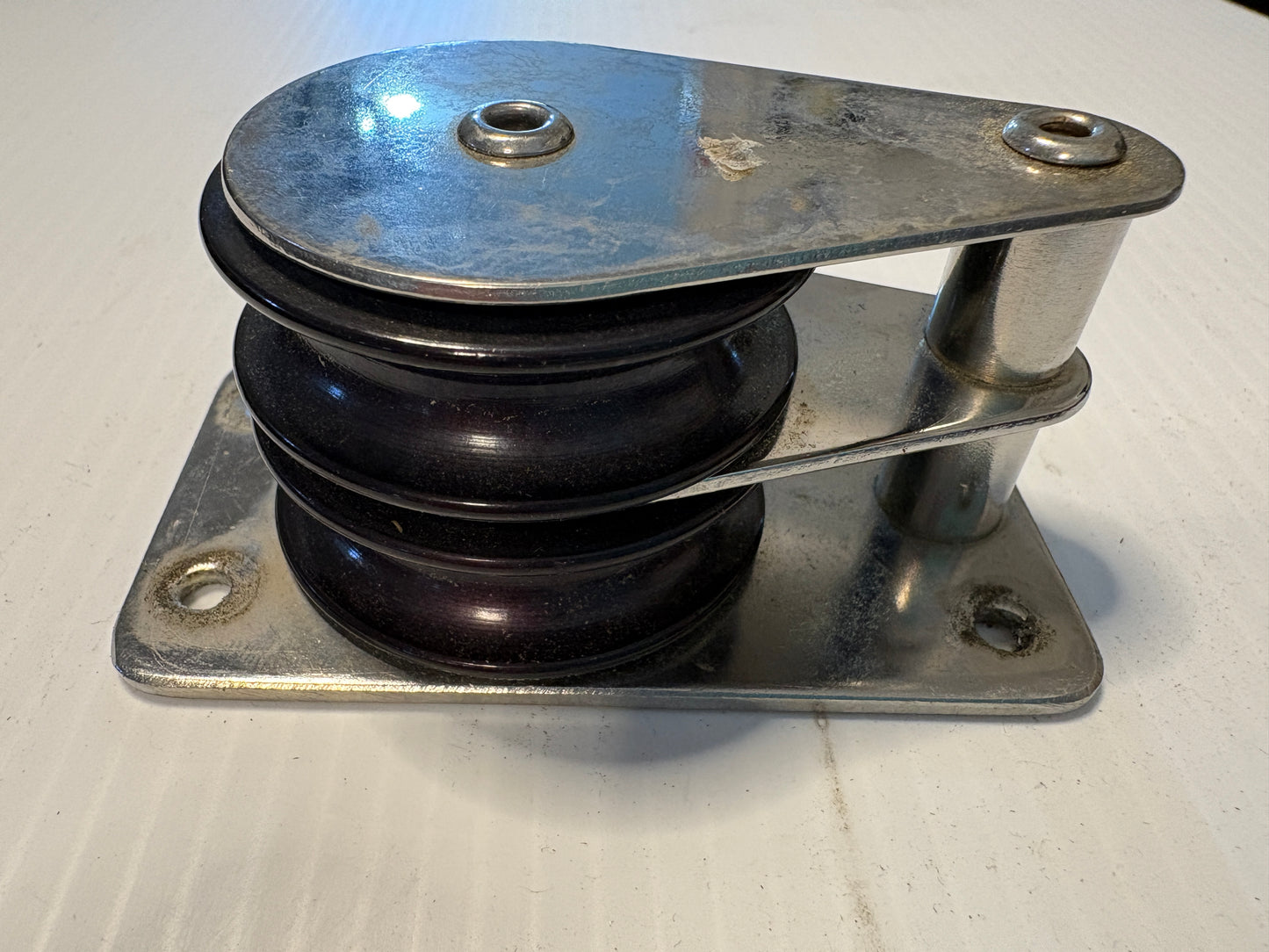 Double Cheek Block 2" Sheave 1/2" Line, Stainless Steel