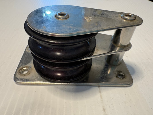 Double Cheek Block 2" Sheave 1/2" Line, Stainless Steel