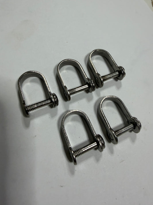 LOT OF 5 - 1/8" Diameter Pin - 1/2" Width - D Shackles