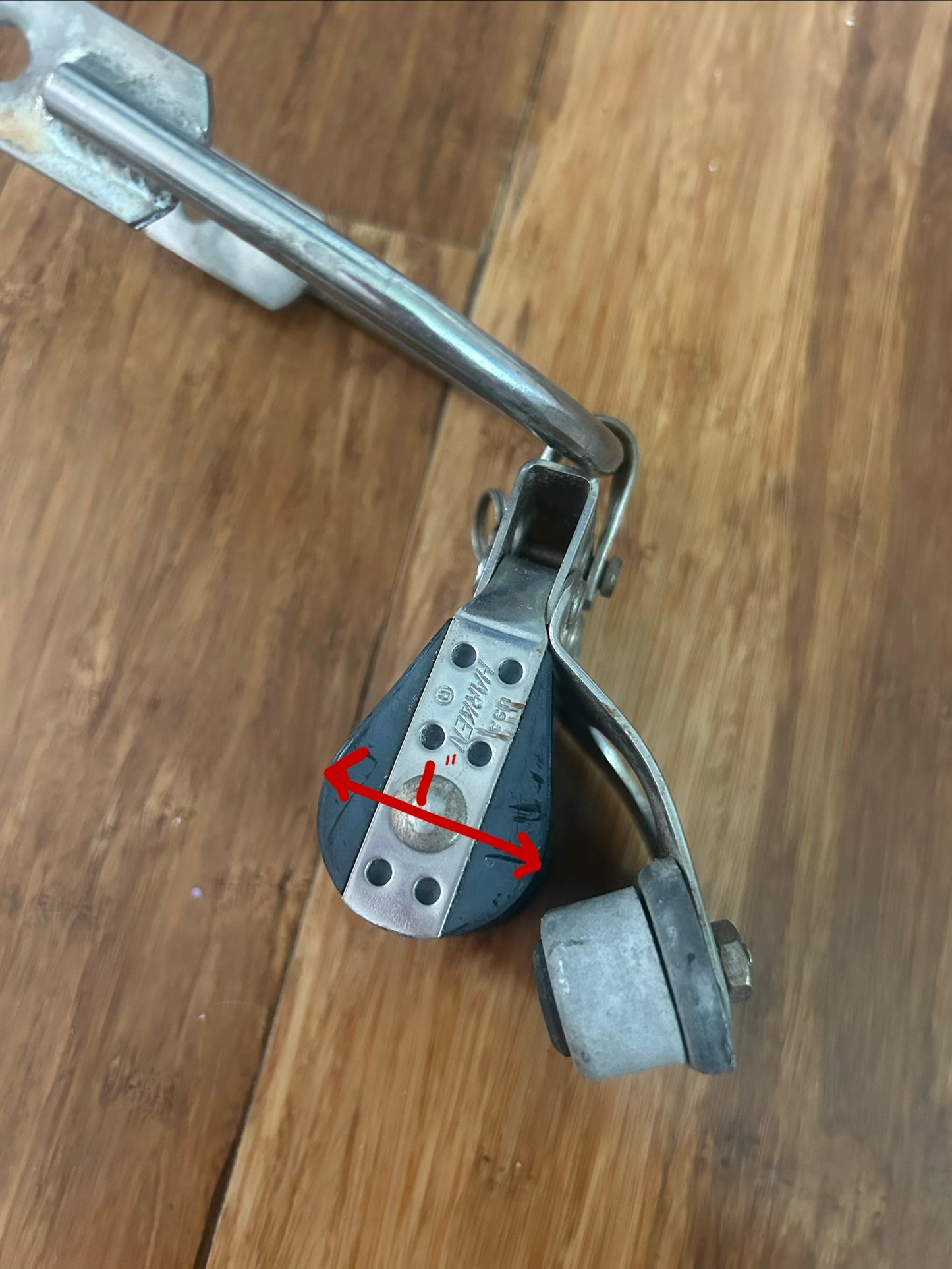 Harken Triple Fiddle Block w/ Stainless Davit Cradle Mount- 1” Sheaves 1/4” Line