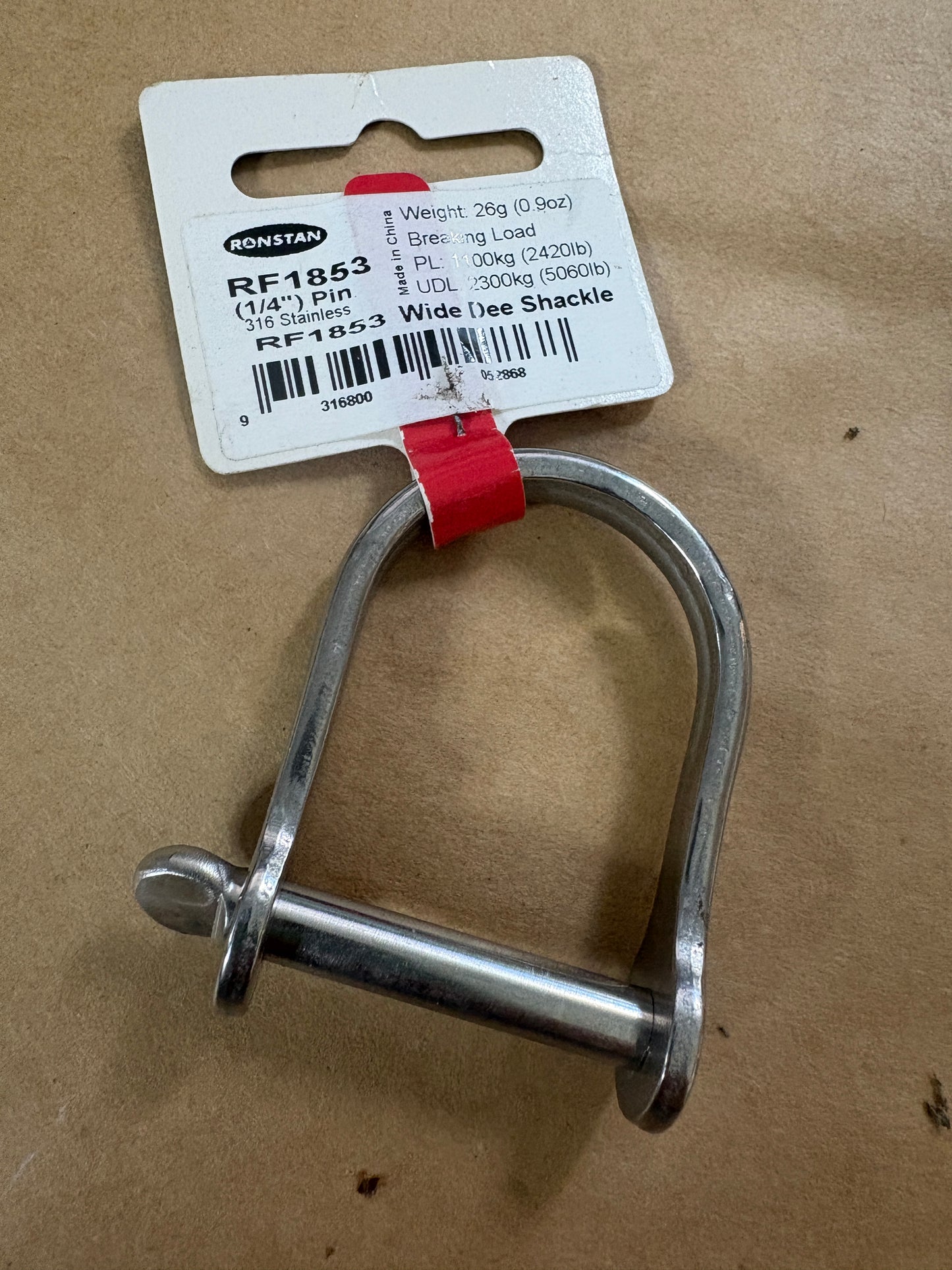 Ronstan Wide Dee Shackle RF1853 1/4" Pin Stainless Steel