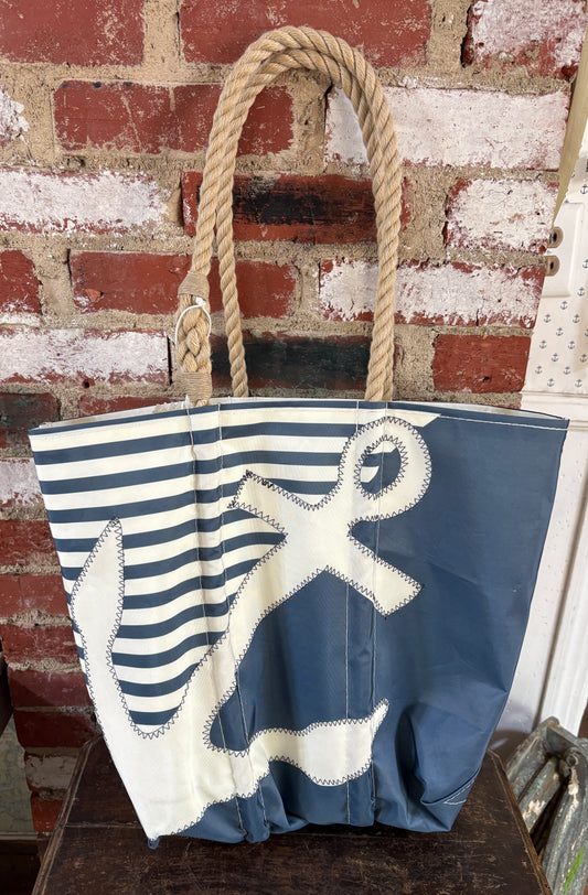 Sea Bags  Breton Stripe Anchor Medium Tote NEW