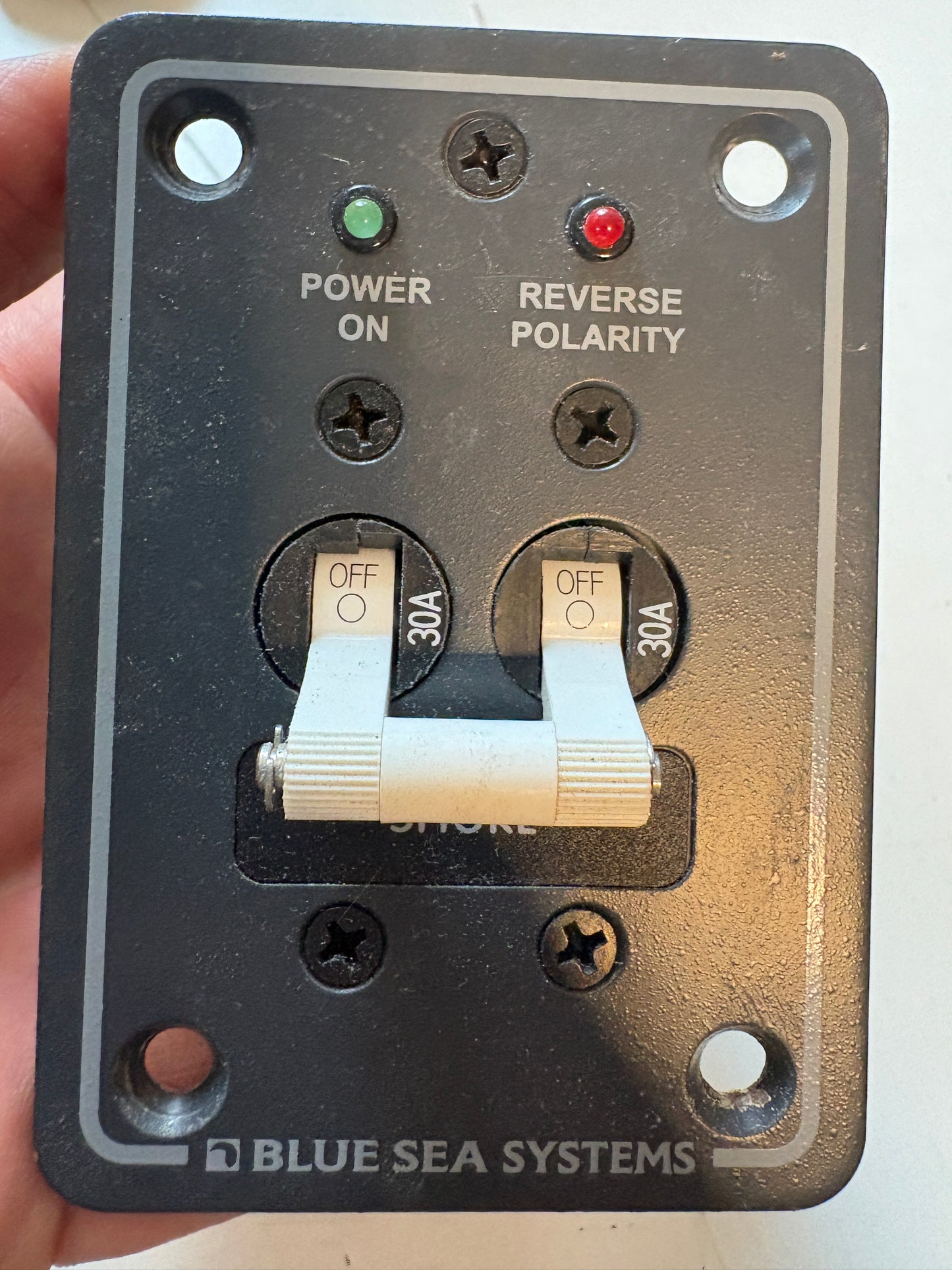 Blue Seas Systems AC Main only Circuit Breaker Panel with white toggle switches