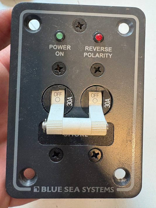Blue Seas Systems AC Main only Circuit Breaker Panel with white toggle switches