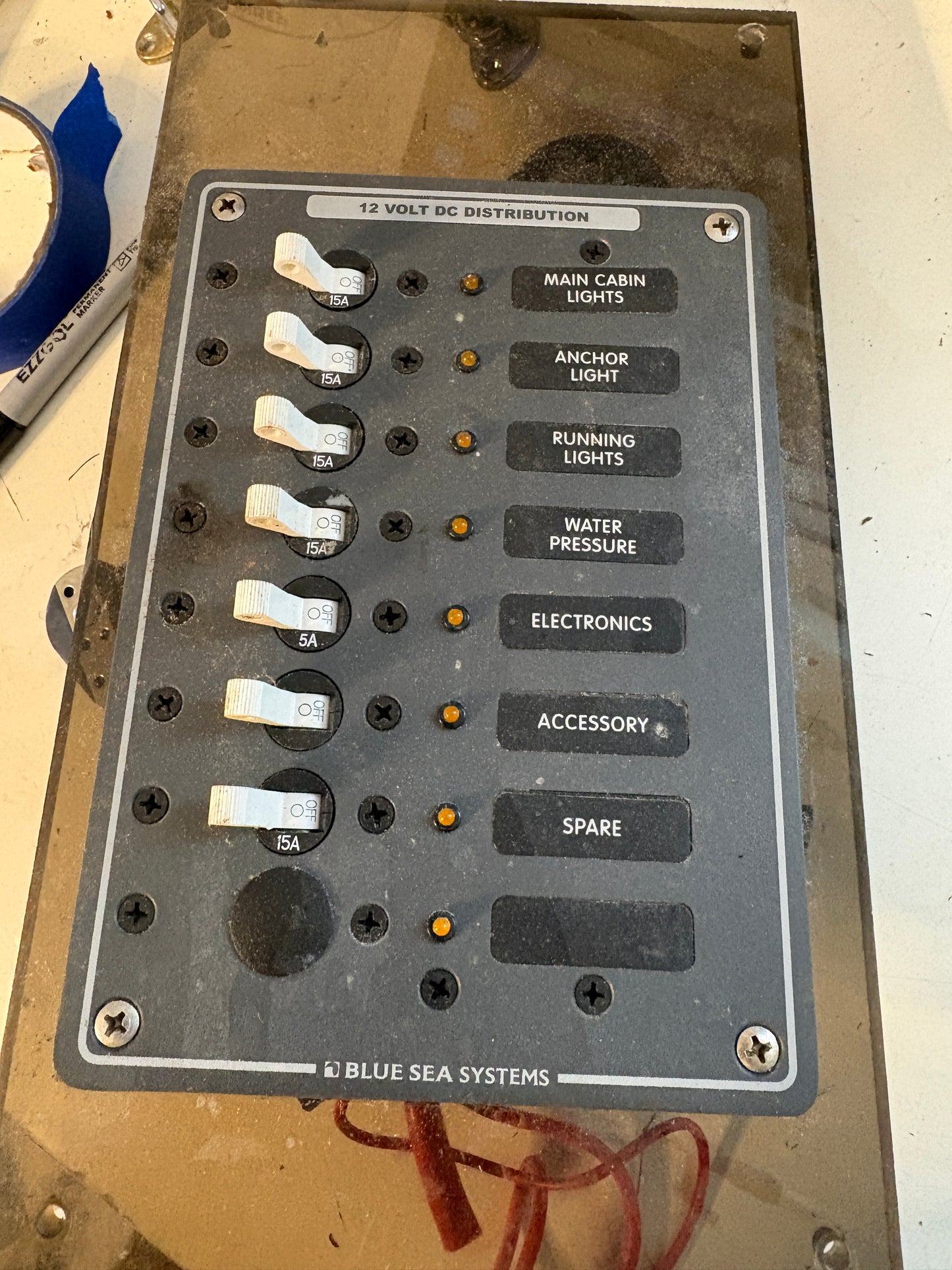 Blue Seas Systems 12 Volt DC Distribution Panel with 7 Switches