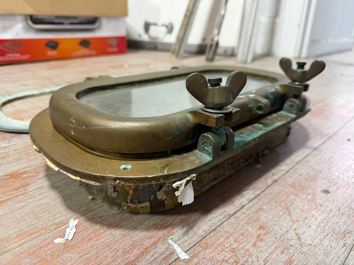 Solid Bronze Portlight / Porthole With Retainer / Trim - ID: 12 5/8" x 6 1/2" OFF RAFIKI 35