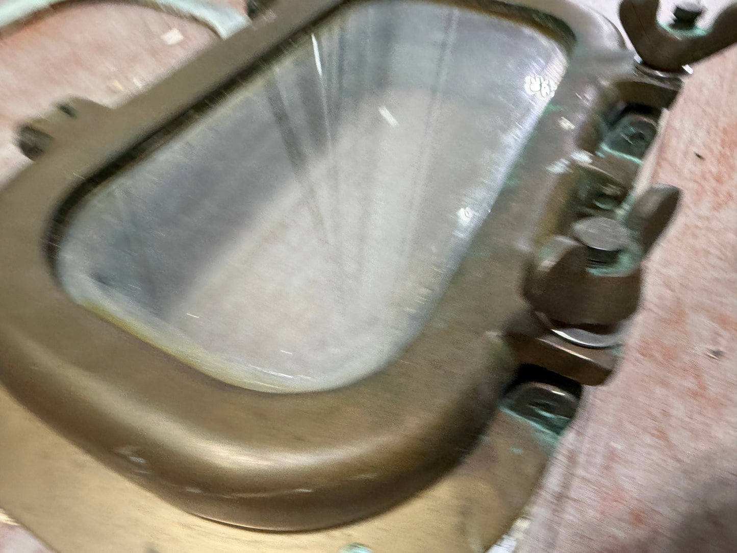 Solid Bronze Portlight / Porthole With Retainer / Trim - ID: 12 5/8" x 6 1/2" OFF RAFIKI 35