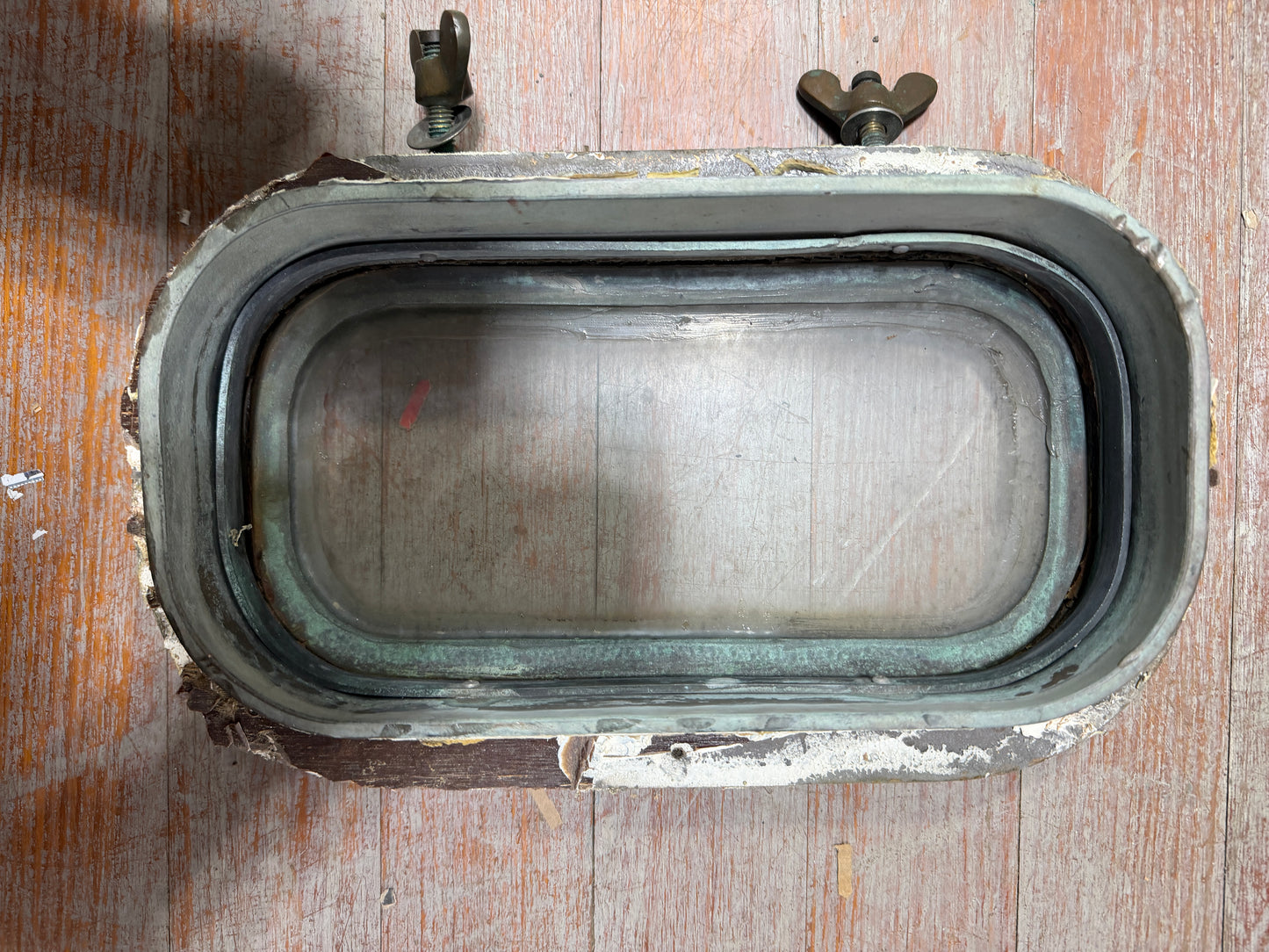 Solid Bronze Portlight / Porthole With Retainer / Trim - ID: 12 5/8" x 6 1/2" OFF RAFIKI 35