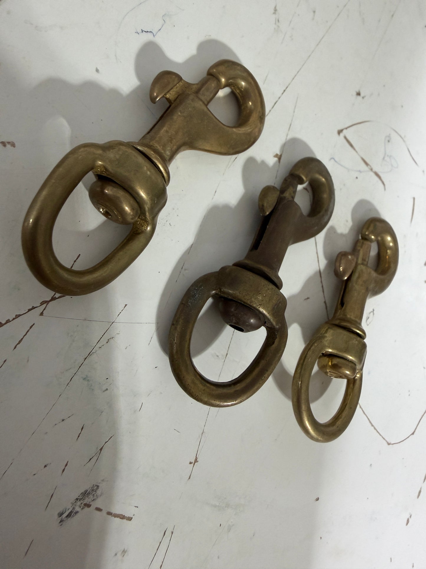 Lot Of 3 Brass Swivel Clips - 5/8" Bail