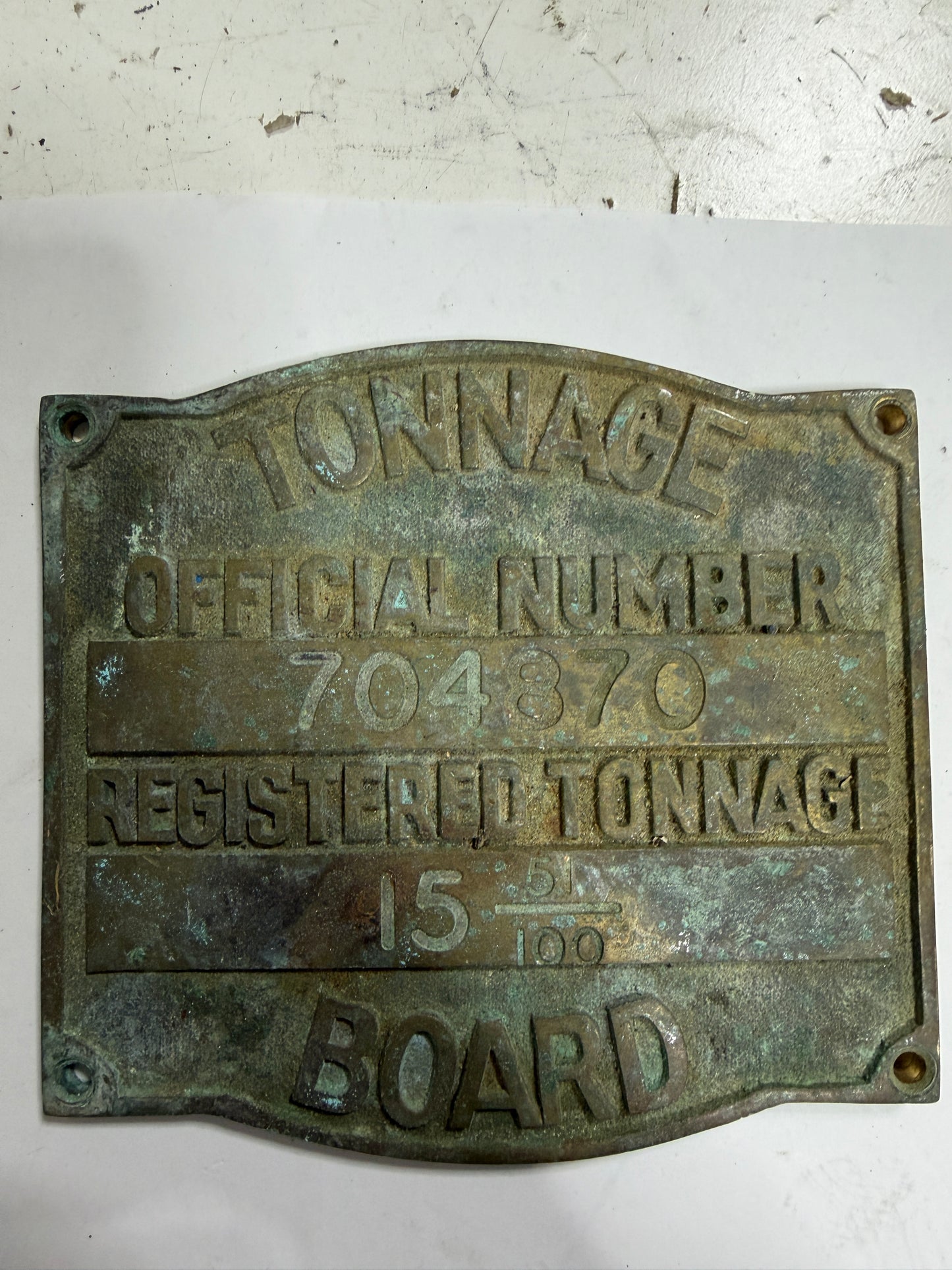 Vintage Solid Bronze Tonnage Plaque - Downeaster 38