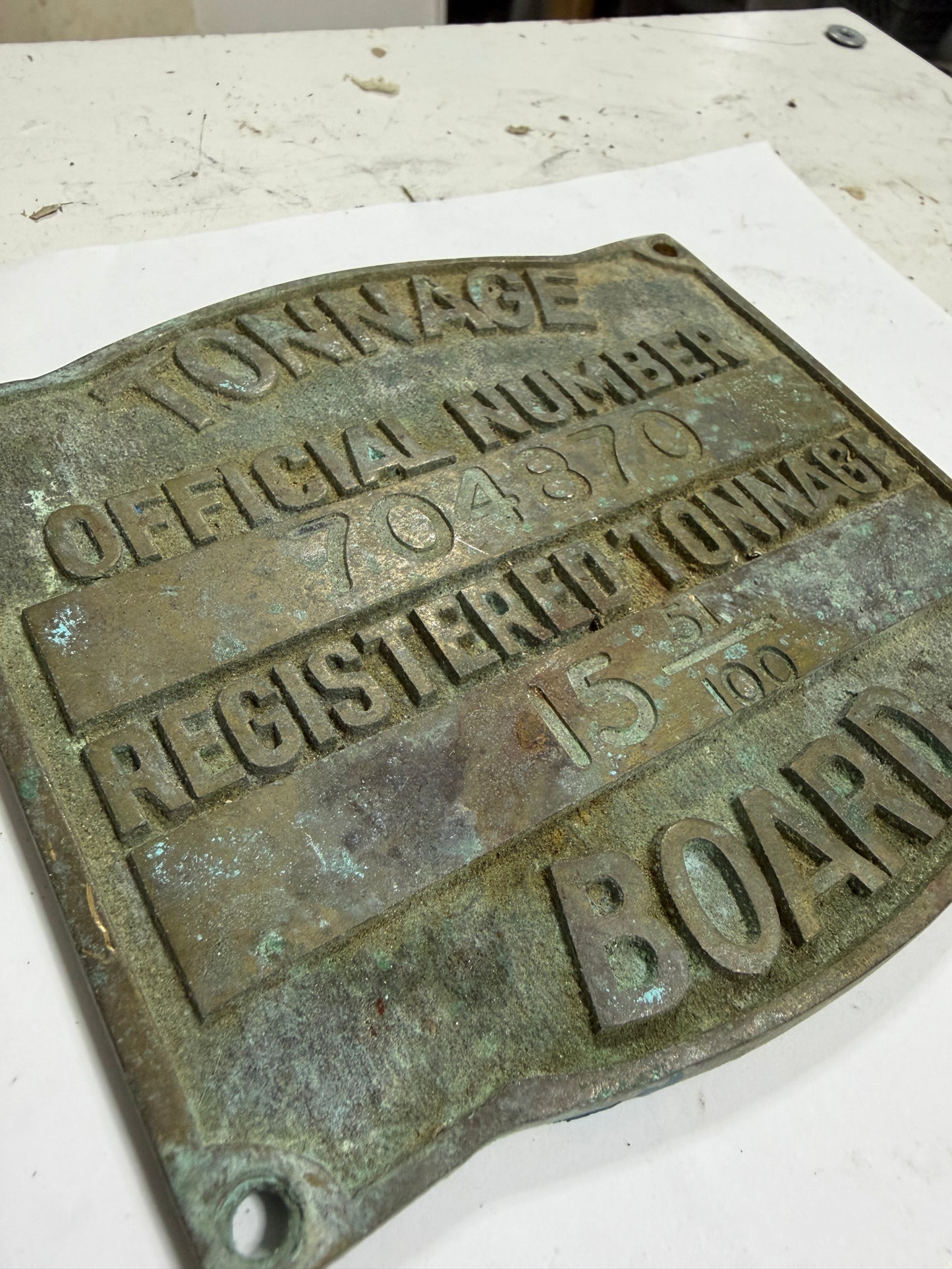 Vintage Solid Bronze Tonnage Plaque - Downeaster 38