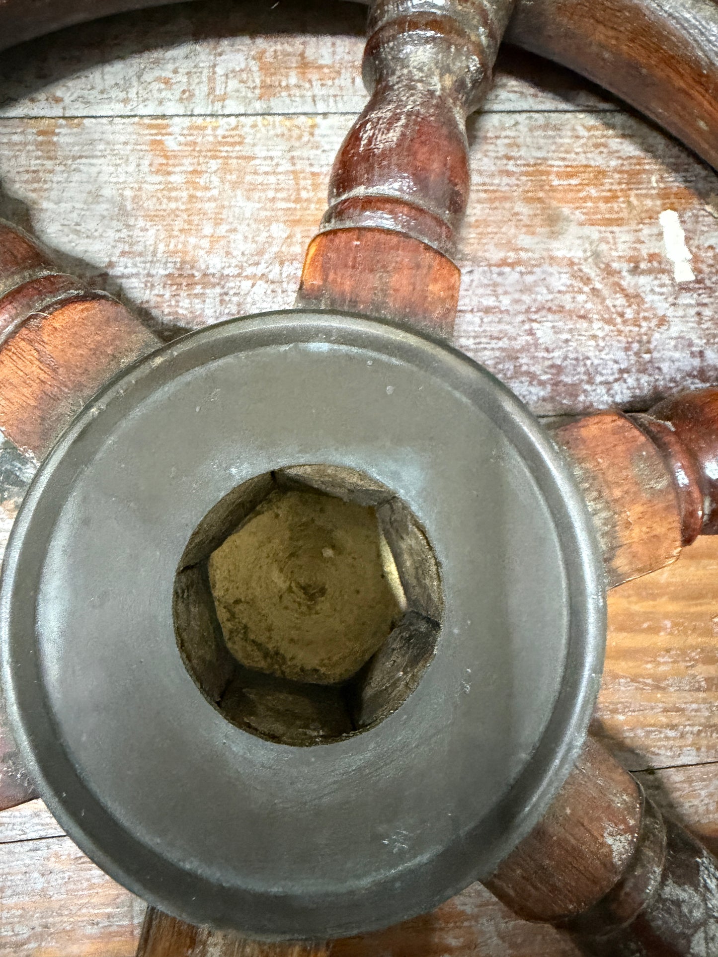 25 3/4" Stainless and Teak Wheel - 1 5/8" Shaft Hole