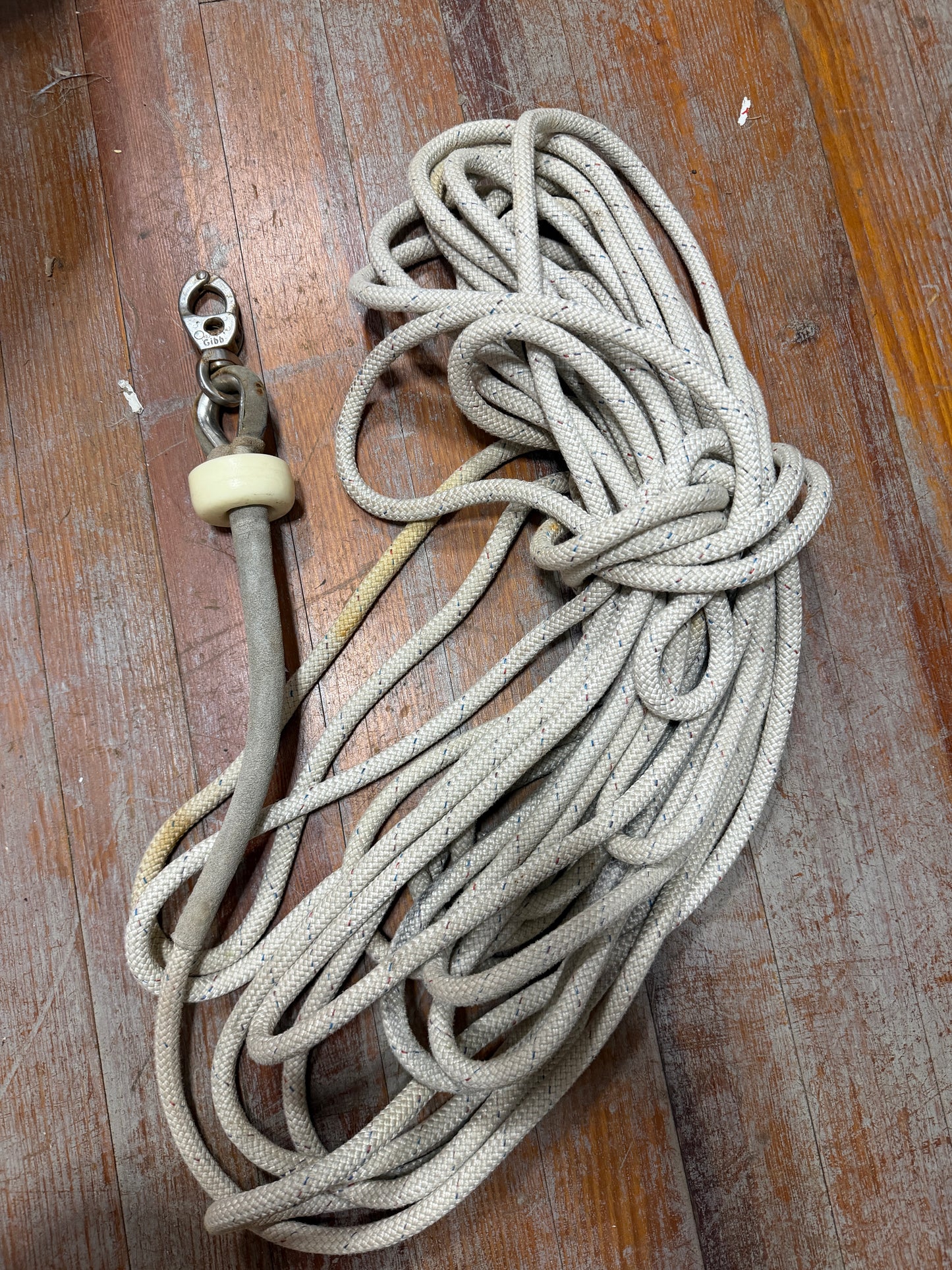 72.5' OF 1/2" Halyard Line With Gibb Shackle - Has Rub Area - Humphries IOR 42