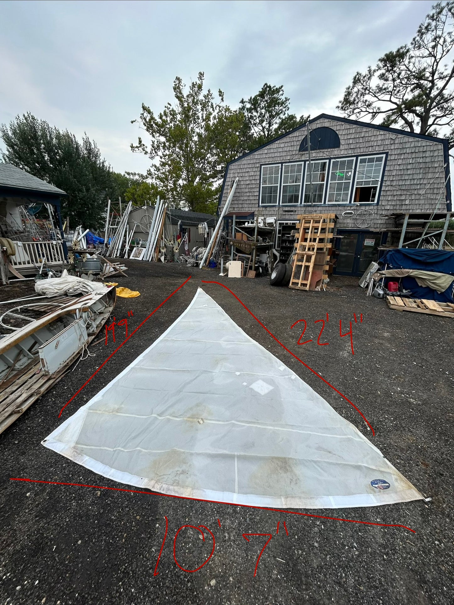 22’4” x 19’9” x 10’7” Genoa Headsail Dacron Sail w/ Bag – Good Used