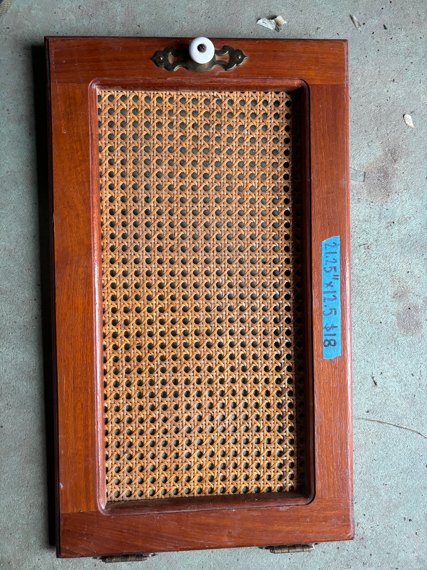 Teak With Wicker Interior Door- 21 1/4” Long x 12 1/2” Wide