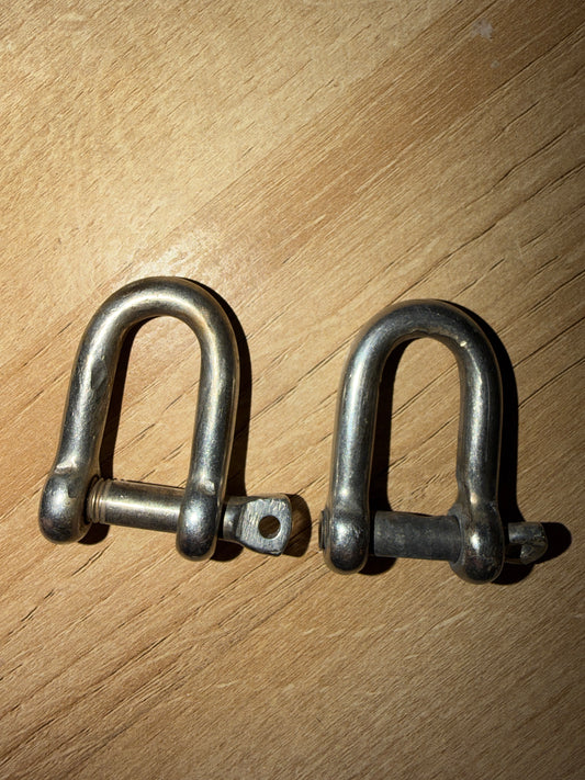 PAIR 1/4" Pin Diameter D Shackles - 1/2" Width - 1 5/8" Length