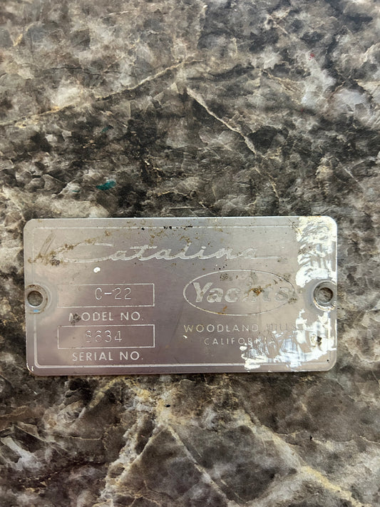 Catalina 22 Builders Plate - Serial #8634