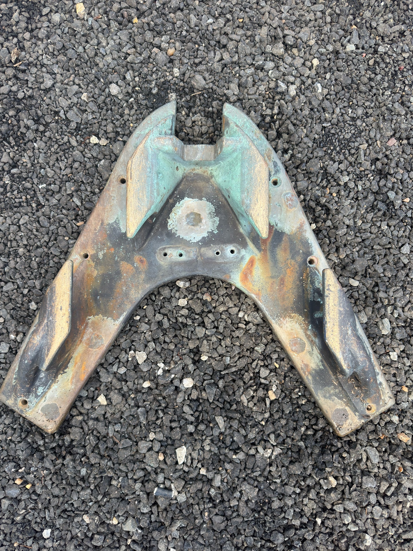 1930 Vintage Bronze Forward Double Chock Plate removed from 50’ wooden sailboat