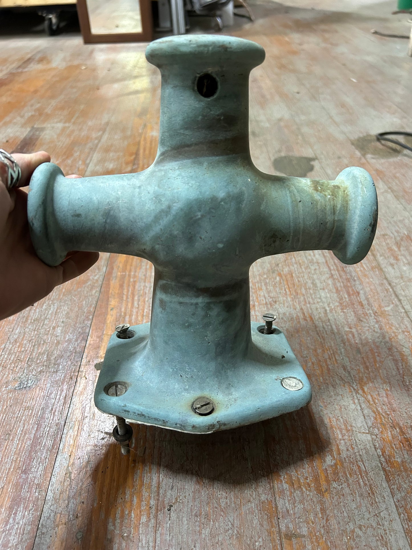 Vintage Cast Bronze Marine Samson Post Double Bitt Cleat 9” Tall Heavy Duty
