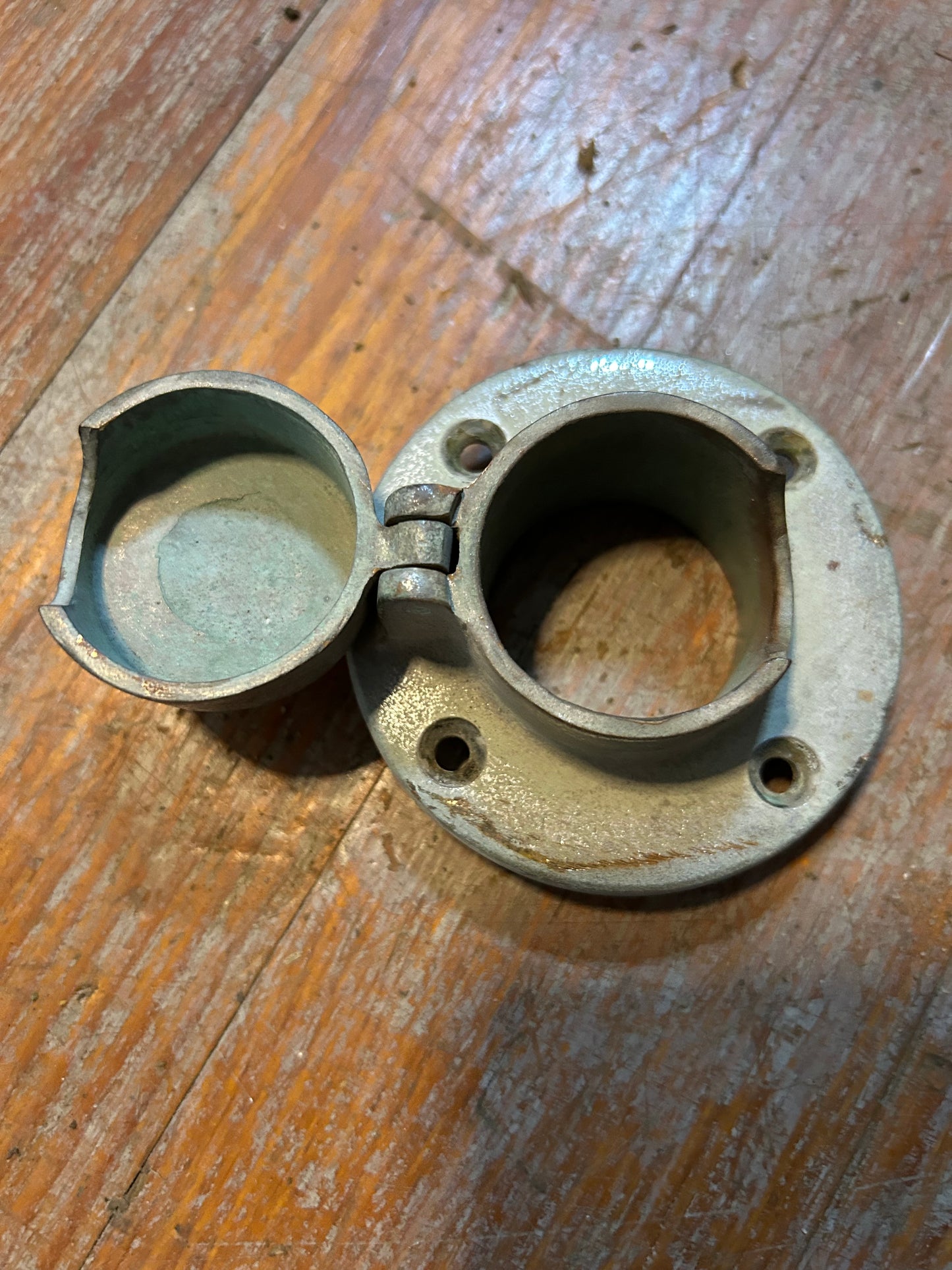 Vintage anchor hawse pipe/deck fitting w/ hinge cap