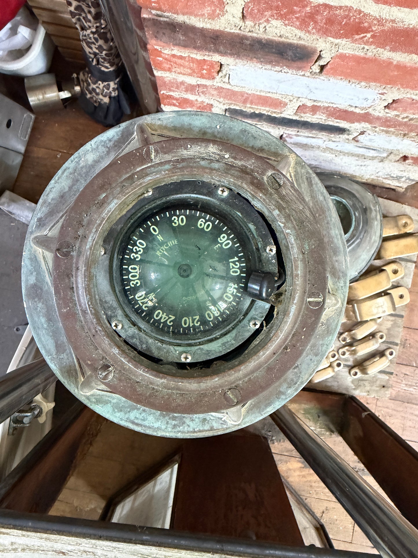 Vintage Bronze Compass Housing With Compass - 1934 Eisenhower 50'