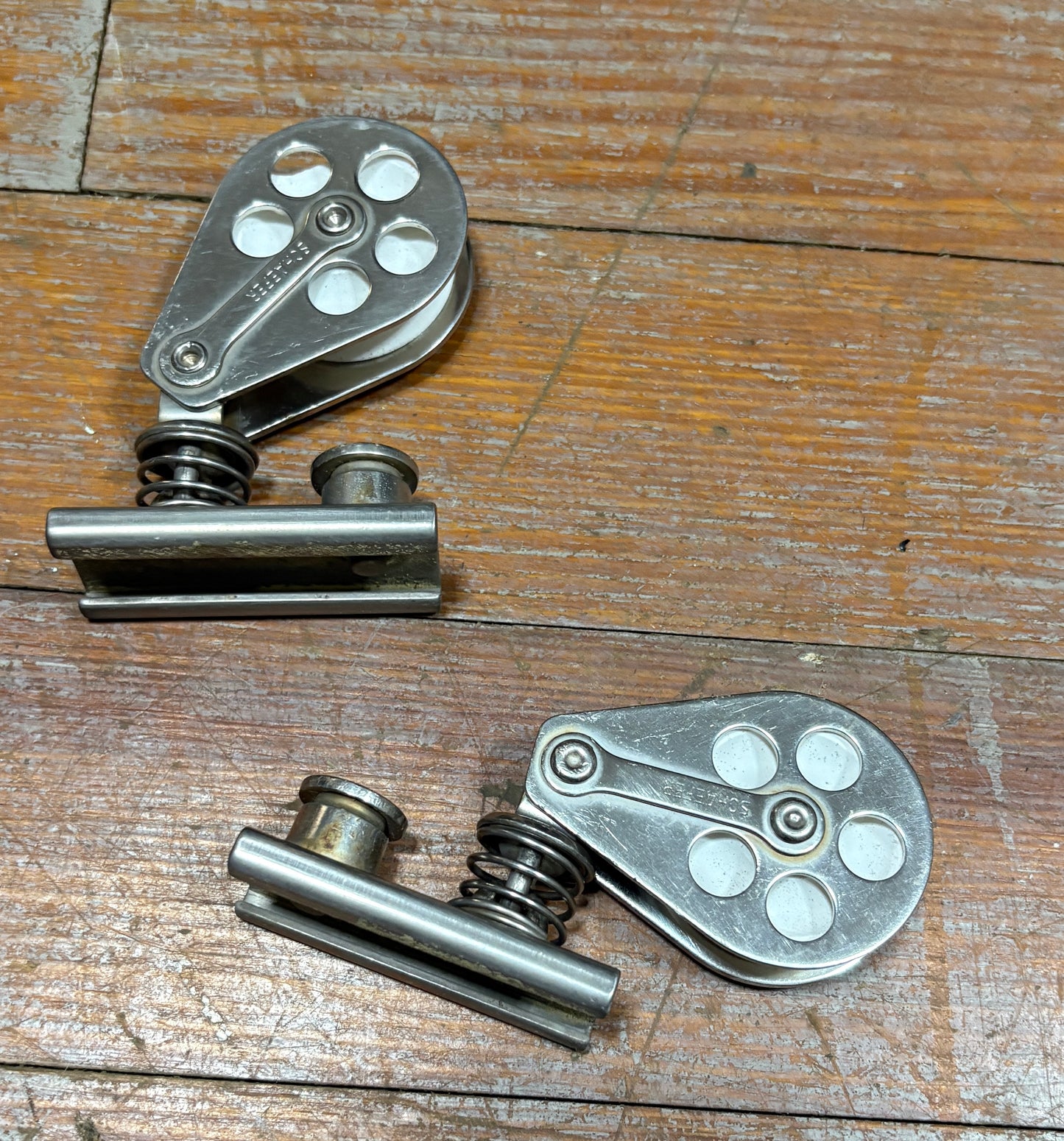 Schaefer Single Block Pull Top Track Car ; 1 3/4” Sheave- 3/8” Line - 1” Track PAIR