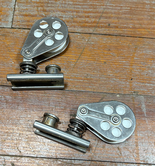 Schaefer Single Block Pull Top Track Car ; 1 3/4” Sheave- 3/8” Line - 1” Track PAIR