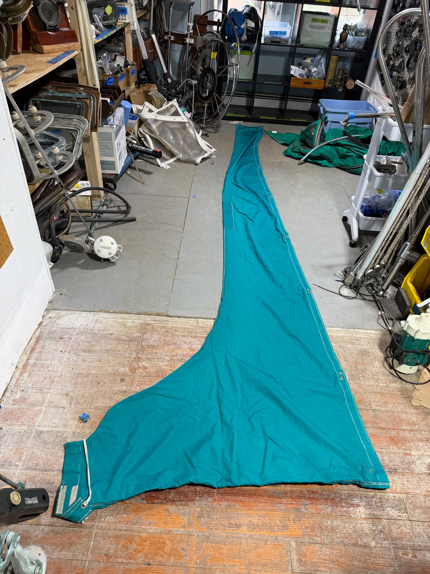 12'8" Long Teal Blue Mainsail Canvas Cover