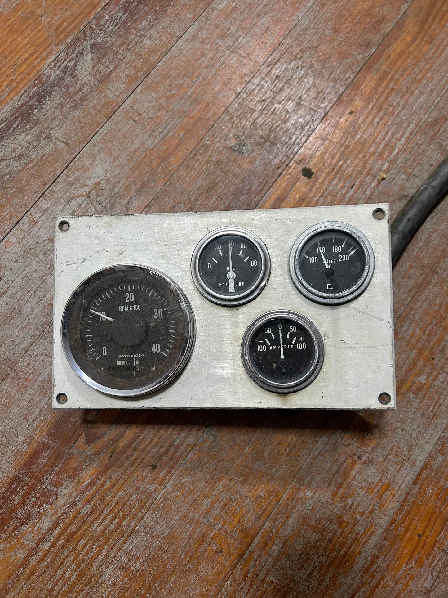 Vintage Marine Engine Gauge Panel Tachometer w/ Wiring