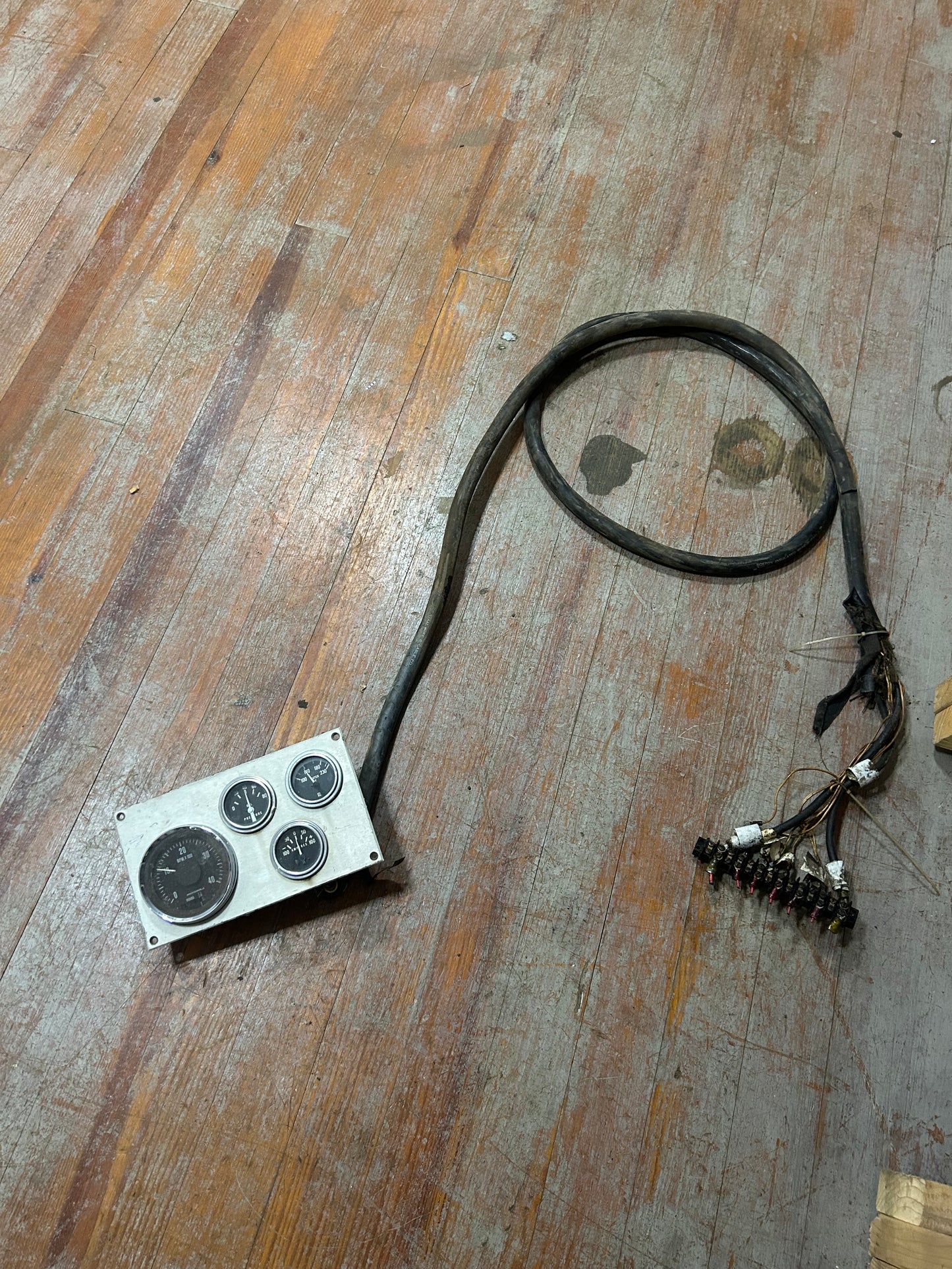 Vintage Marine Engine Gauge Panel Tachometer w/ Wiring