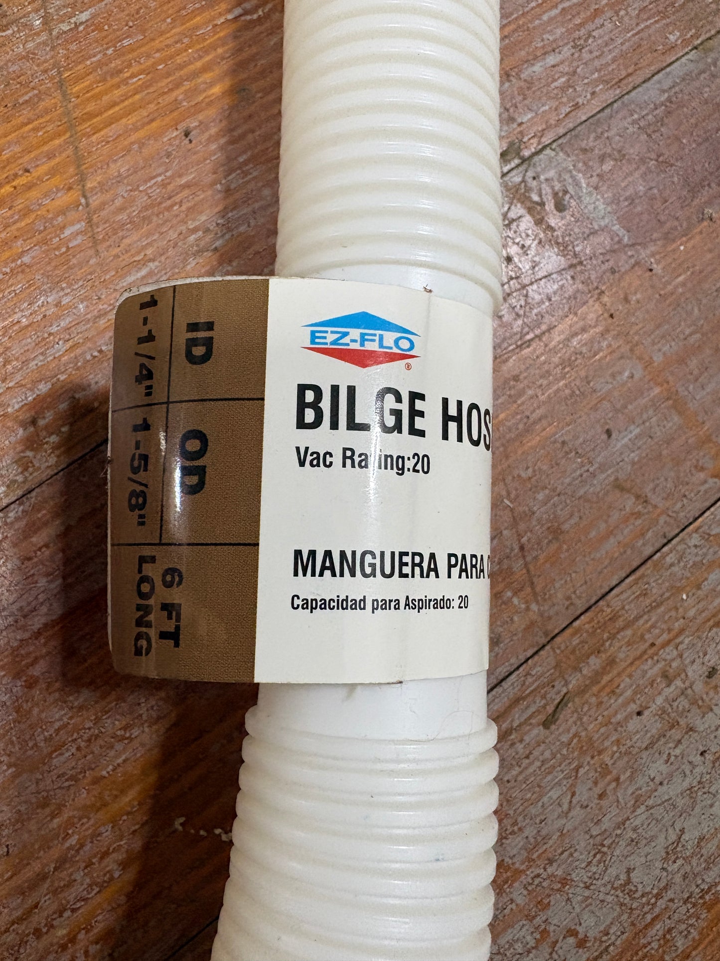 EZ-FLO Bilge Hose  I.D. 1 1/4" O.D. 1 5/8" 6 ft long