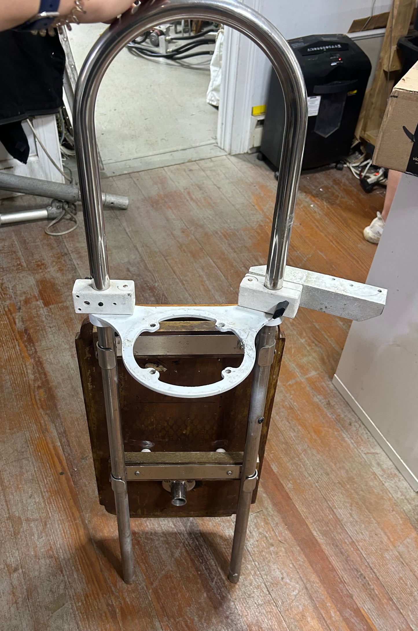 SS Pedestal Guard w/ Folding Teak Cockpit Table