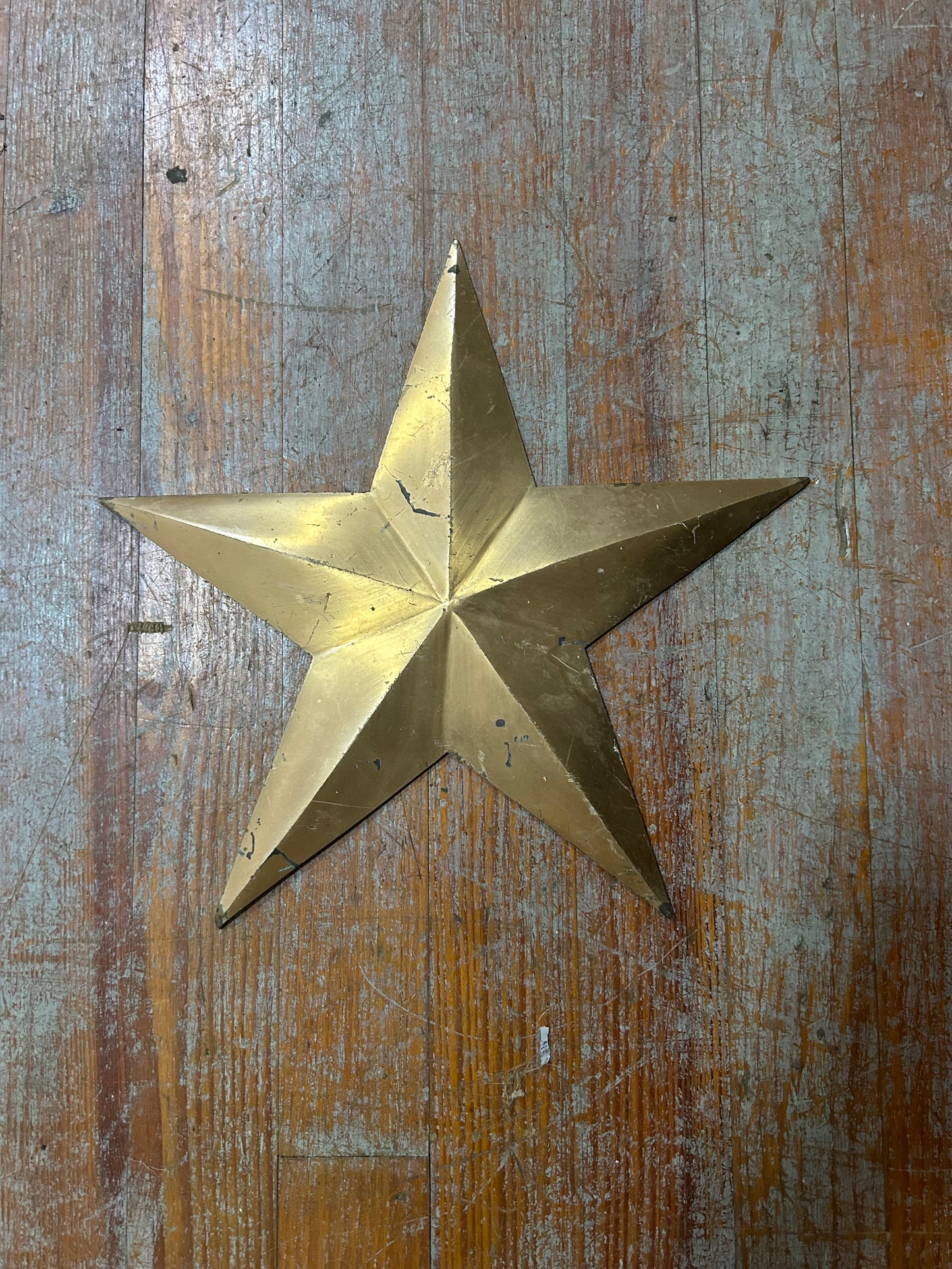Vintage Solid Brass 5-Point Star Wall Plaque