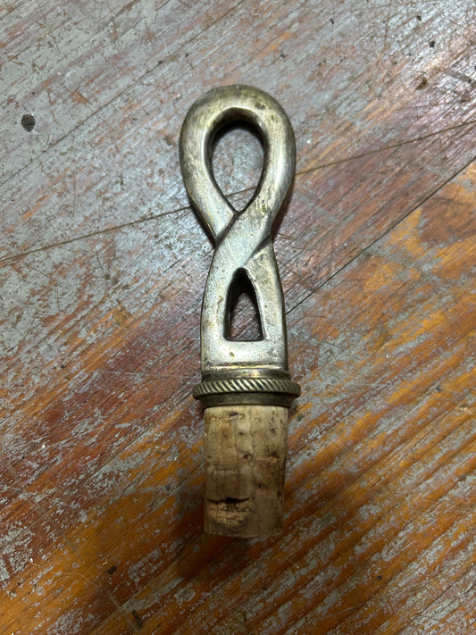 Vintage Bronze  Wine Bottle Cork Stopper – Decorative Loop Handle – 5/8” Cork