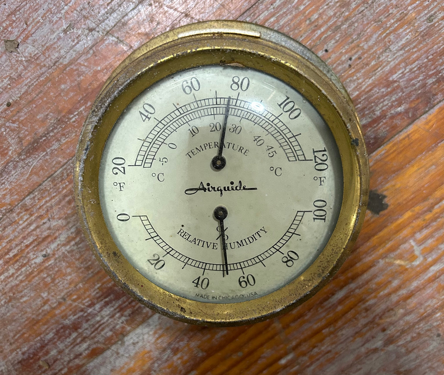 Airguide Brass Thermometer Hygrometer Wall Mount