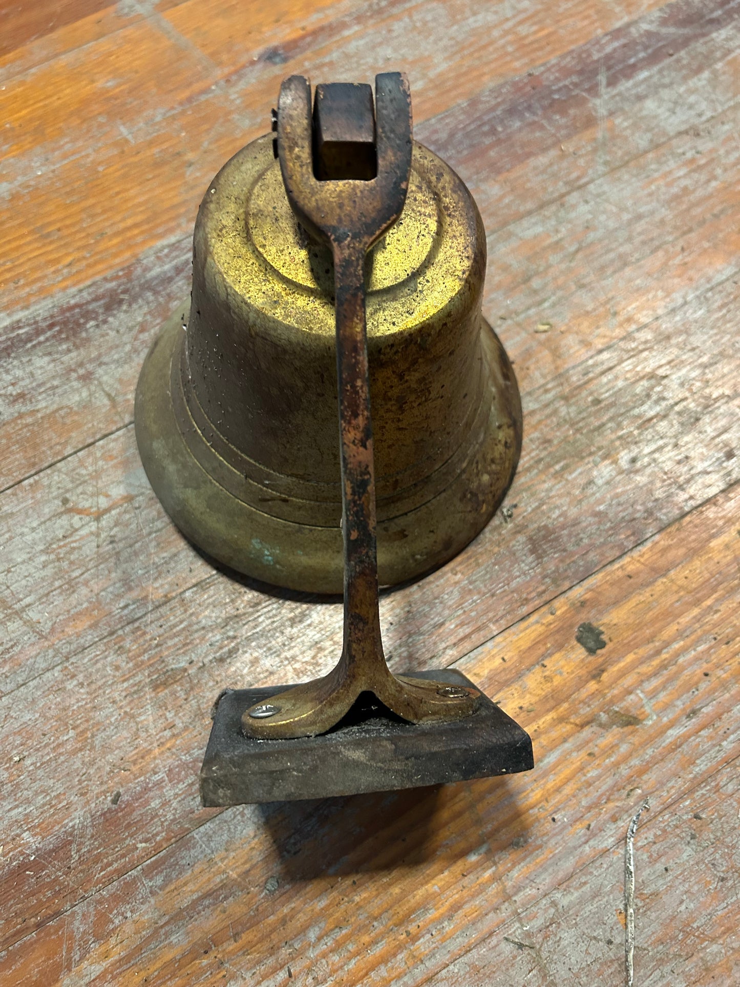 Vintage Solid Bronze Ship Bell Wall Mount “Jenny Wren” Nautical Boat Bell 6.5”