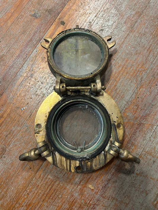 Bronze Porthole / Portlight w/ Screen & Hinged Glass – 7” OD, 4” Opening - ABI