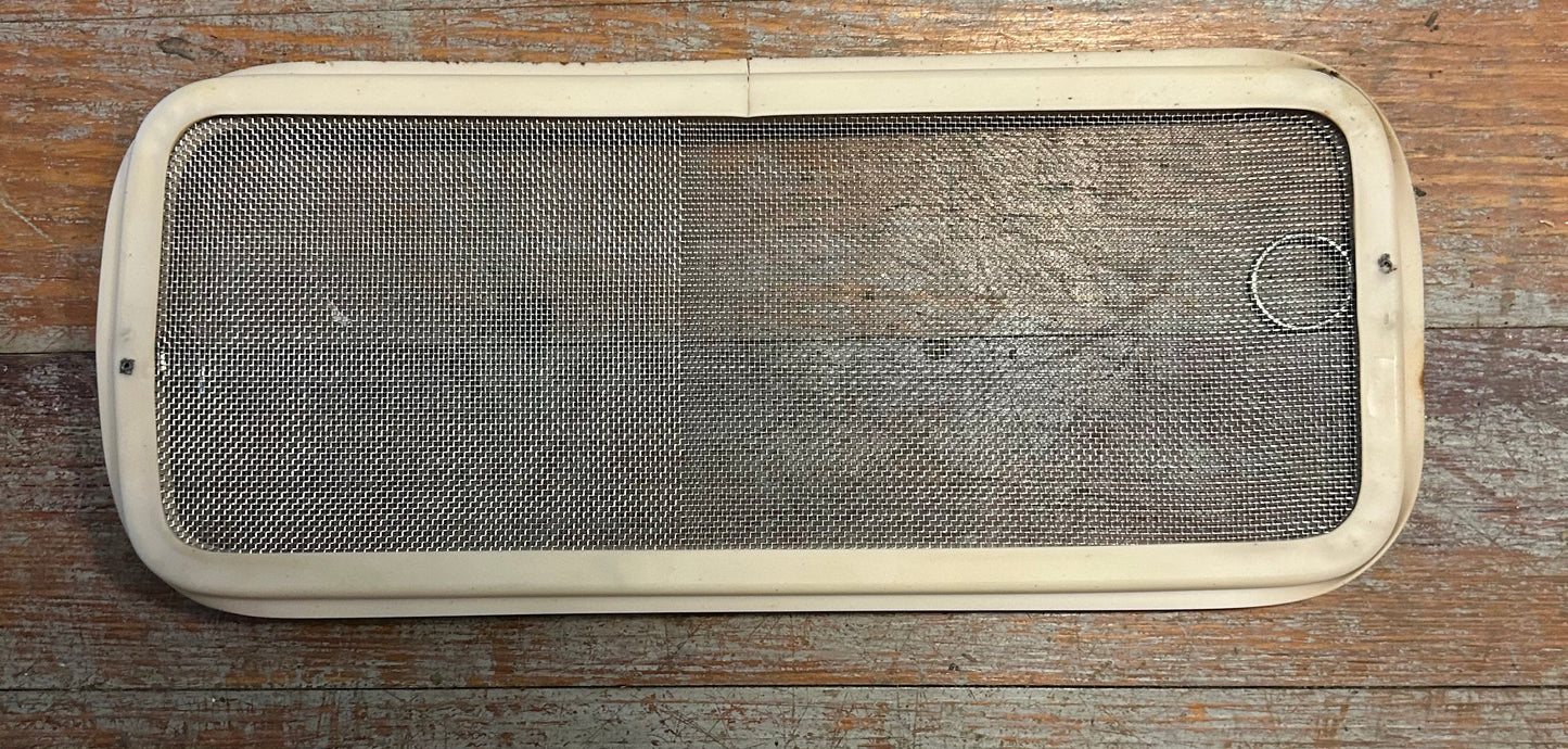 Vintage Boat Deck Vent Screen Mesh Insert White Frame 12” x 5-3/8”