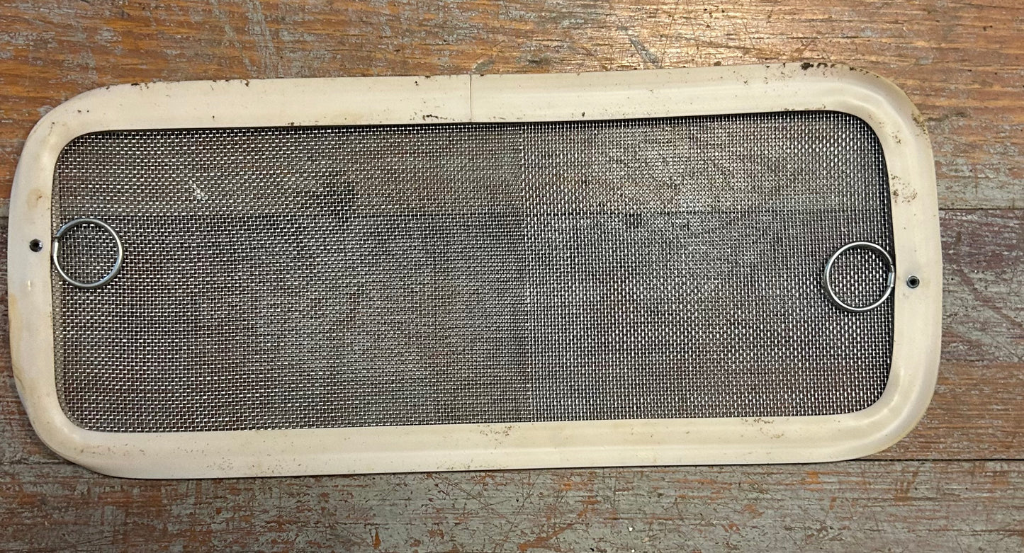 Vintage Boat Deck Vent Screen Mesh Insert White Frame 12” x 5-3/8”